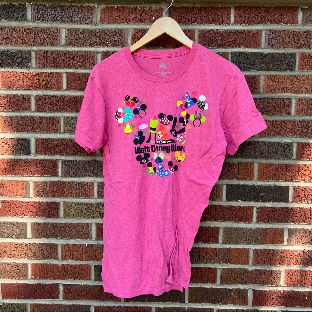 Walt Disney World Heathered Pink Graphic Disney Character Short Sleeve Top